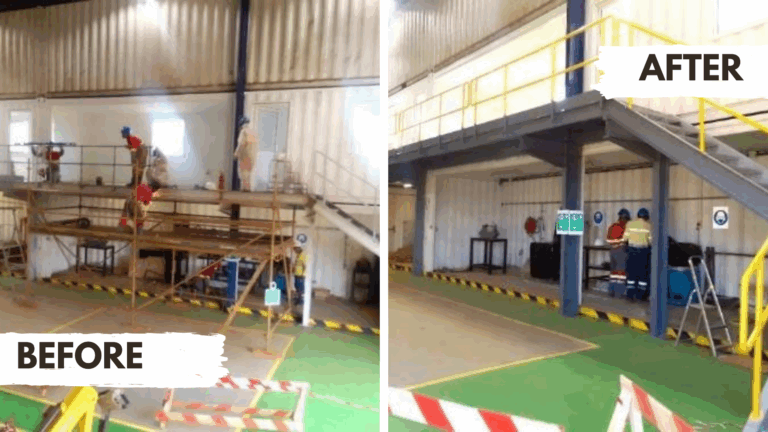 Mechanical engineering and steel work: mezzanine and workshop office